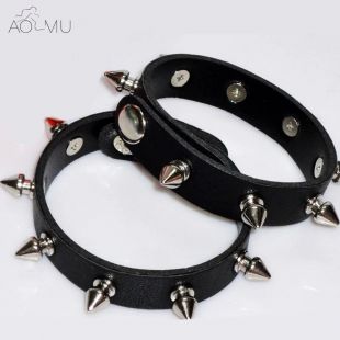 US $1.17 16% OFF|Adjustable Black Punk Rock Mens Womens Rivet Stud Spike Leather Cuff Bangle Bracelet Wristband-in Cuff Bracelets from Jewelry & Accessories on AliExpress