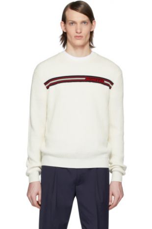 Moncler - White Knit Crewneck Sweater