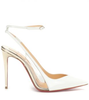 White Leather Slingback Pummps
