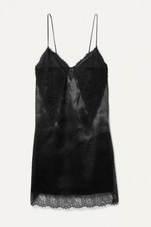 Lace Paneled Satin Mini Dress