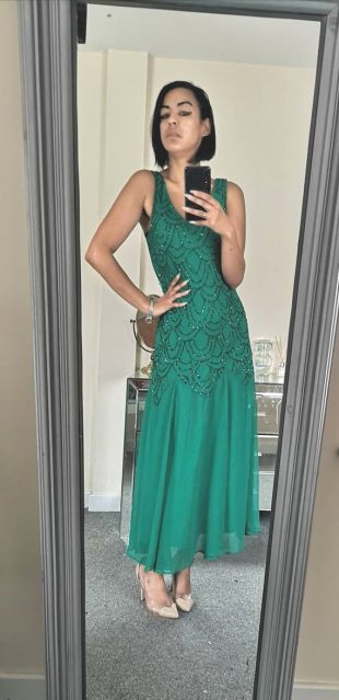 Green dress worn by Jean Milburn 