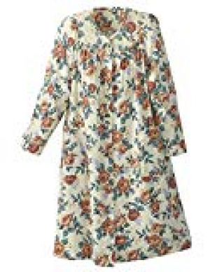 National Floral Flannel Duster, Peach Floral, Medium - Misses, Womens