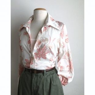 femmes années 70 chemises blanc blouse florale vintage hippie boho top femmes 70s vêtements
