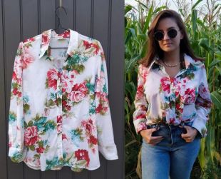 blouse florale blanche vintage