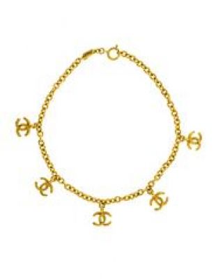 Chanel Vintage Gold CC Logo Charm Necklace