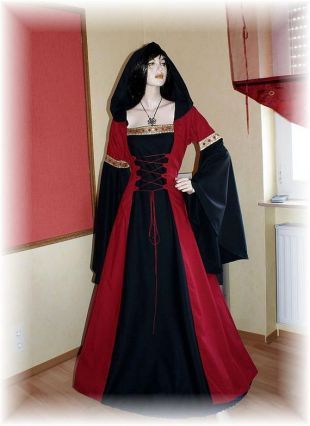 Robe médiévale Taille S-XXL Medieval Robe Rouge Noir Noir Robe médiévale Robe médiévale Larp WGT Robe médiévale Robe médiévale Robe médiévale Robe médiévale