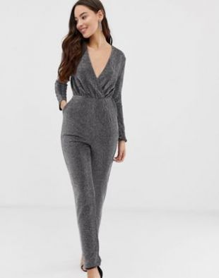 V-neck Metallic Jumpsuit