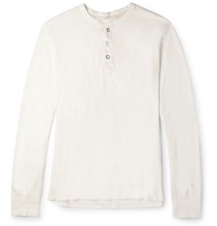 Off-white Slim-Fit Mélange Cotton-Blend Jersey Henley T-Shirt | rag & bone | MR PORTER