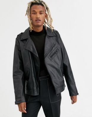ASOS DESIGN - Veste en cuir à anneau - Noir | ASOS