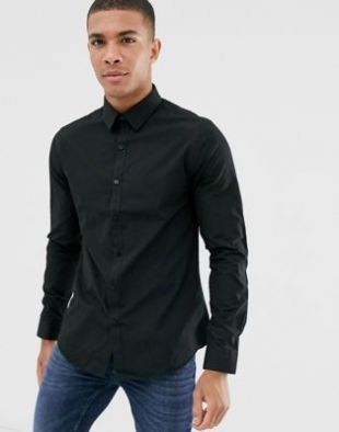 New Look - Chemise en popeline coupe classique - Noir | ASOS