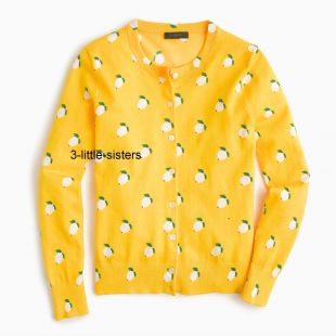 NWT J. Crew Cotton Jackie Cardigan Sweater in Lemon Print Yellow XL NEW  | eBay