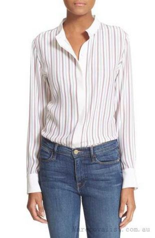  Frame Tops Navy Red Le Classic' Stripe Silk Blouse And Stripe Women's Woman Make You Become More Fashion   £111.23