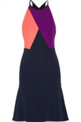 Kennard color block cutout crepe dress