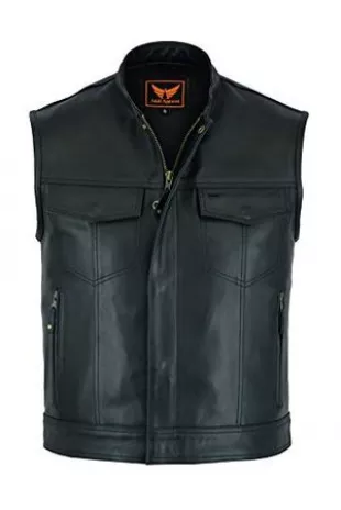 Mens Genuine Cowhide Leather Vest Biker Vest Concealed Carry Durable Vest (XX-Large)