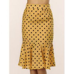 Charme Polka Dot Flounce Les femmes de jupe sirène \   Jaune Foncé   M