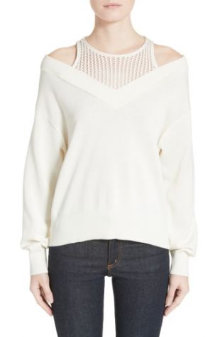 T by Alexander Wang Cotton Blend Sweater with Inner Tank | Nordstrom