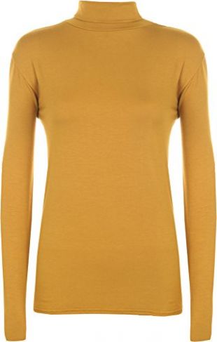 WearAll - Pull à Manches Longues et à col roulé - Hauts - Femmes - Moutarde - 40-42