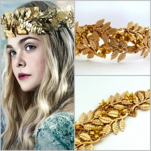 Maleficent Couronne Aurora, Disney Maleficent Princess Aurora feuille d'or Couronne, diadème de la Couronne or maléfique, Maleficent Aurora Costume
