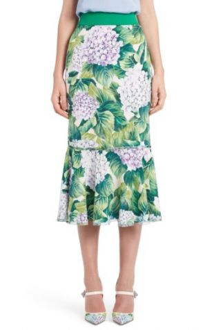 Dolce&Gabbana Hydrangea Print Ruffle Hem Skirt | Nordstrom