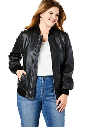 Women's Plus Size Classic Leather Bomber