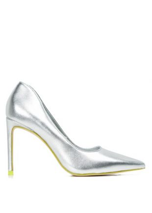 Soldes ESCARPINS POINTUS EN CUIR MÉTALLISÉ ARGENT-JAUNE  - FEMME | Place des Tendances