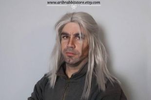 WIG Geralt of Rivia Lace front - FREE Shipping - Witcher [ Netflix Series,  Cosplay, grey silver wig, game ]