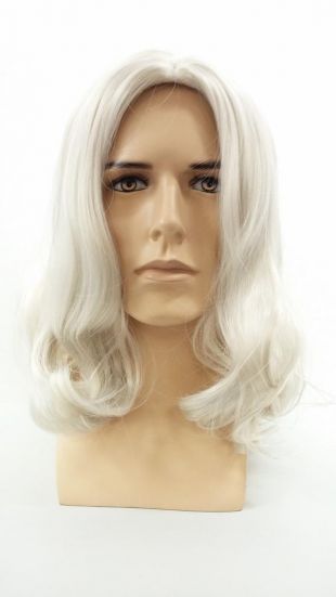 Long de 14 pouces cheveux gris homme perruque. Vieil homme, grand-père, père, Hippie, perruque de Style Grunge. Perruque synthétique fantaisie. [53-287-Russell-60]