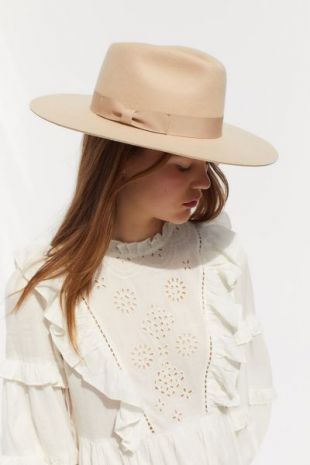 Flat Brim Felt Fedora Hat