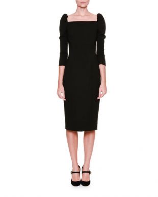 Square-Neck  Black Dress