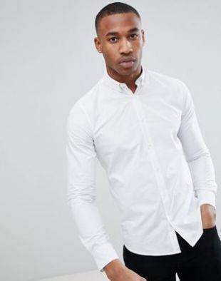 Only & Sons - Chemise boutonnée en popeline stretch - Blanc | ASOS