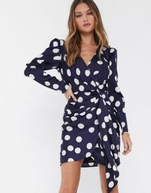 asos blue polka dot dress ASOS Dress Blue White Polka Dot midi dress Open Back Sleeveless US size 6 EU 38