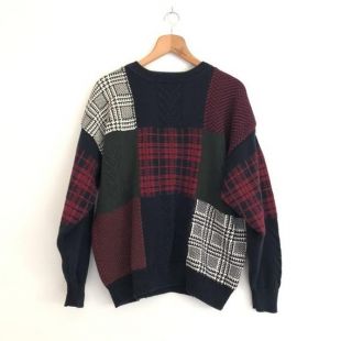 Pull vintage grand-père homme taille L pull en tricot coloré pull en laine mélangée pull des années 90 pull en tricot - France