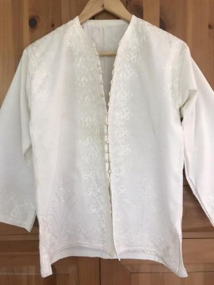 Vintage des années 60 des années 70 indien asiatique brodé ethnique tunique Top bascule devant chemise ivoire blanc Boho