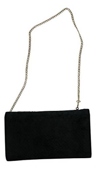 INC International Concepts - Womens Velvet Clasp Clutch Handbag Black Small