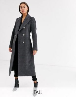 Glamorous Tall double breasted coat with tie waist