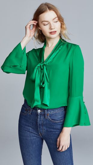 Marie Tie Blouse - Green