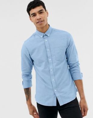 Only & Sons - Chemise Oxford ajustée boutonnée - Bleu clair | ASOS