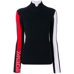 sportmax - Turtleneck Logo Sleeve Sweater