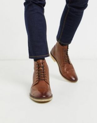 ASOS DESIGN - Bottines richelieu en cuir avec semelle naturelle - Fauve | ASOS