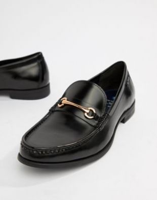 Ben Sherman High Shine Metal Bar Loafer in Black