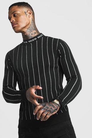 Gothic MAN Muscle Fit Turtle Neck Jumper | boohooMAN