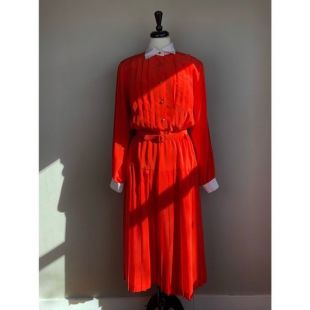 vintage années 1980 Ms Chaus Orange Belted Shirt Robe Taille 12