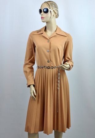 Vintage 1960's Peach Pleated Dress