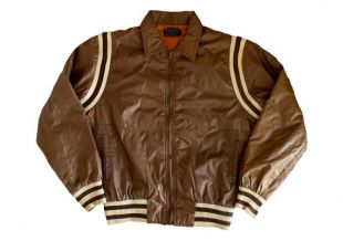 Vintage Brittania Varsity Bomber Jacket // Aviator Brown Bomber Vintage Jacket