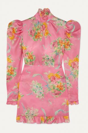 Floral Print Pink Mini Dress