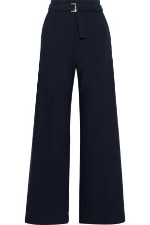 Maje - Midnight Blue Parc Belted Crepe Wide Leg Pants