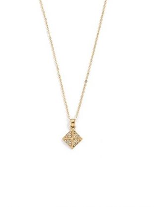 Guess - Guess Gold-Tone Pave Pyramid Pendant Charm Necklace with ...