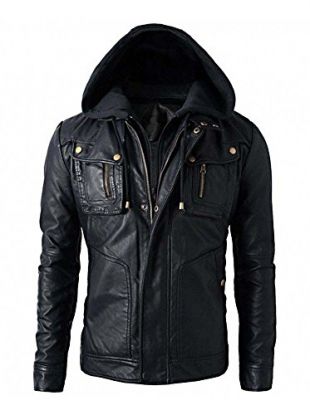 Motorcycle Brando Style Biker Real Leather Hoodie Jacket