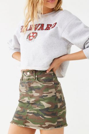 Print Denim Mini Skirt