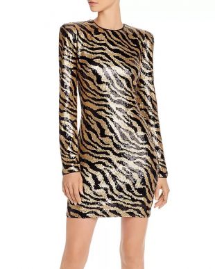Zebra-Stripe Sequined Dress